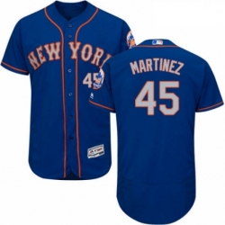 Mens Majestic New York Mets 45 Pedro Martinez RoyalGray Alternate Flex Base Authentic Collection MLB Jersey