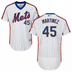 Mens Majestic New York Mets 45 Pedro Martinez White Alternate Flex Base Authentic Collection MLB Jersey
