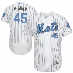 Mens Majestic New York Mets 45 Tug McGraw Authentic White 2016 Fathers Day Fashion Flex Base MLB Jersey