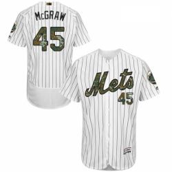 Mens Majestic New York Mets 45 Tug McGraw Authentic White 2016 Memorial Day Fashion Flex Base MLB Jersey