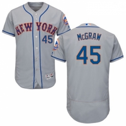 Mens Majestic New York Mets 45 Tug McGraw Grey Road Flex Base Authentic Collection MLB Jersey