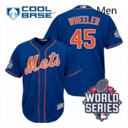 Mens Majestic New York Mets 45 Zack Wheeler Authentic Royal Blue Alternate Home Cool Base 2015 World Series MLB Jersey