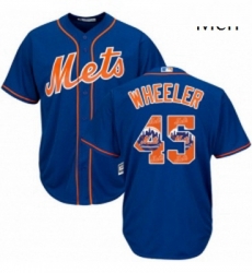 Mens Majestic New York Mets 45 Zack Wheeler Authentic Royal Blue Team Logo Fashion Cool Base MLB Jersey