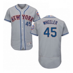 Mens Majestic New York Mets 45 Zack Wheeler Grey Road Flex Base Authentic Collection MLB Jersey
