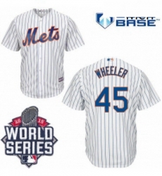 Mens Majestic New York Mets 45 Zack Wheeler Replica White Home Cool Base 2015 World Series MLB Jersey