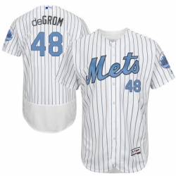 Mens Majestic New York Mets 48 Jacob deGrom Authentic White 2016 Fathers Day Fashion Flex Base MLB Jersey