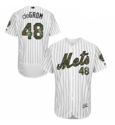Mens Majestic New York Mets 48 Jacob deGrom Authentic White 2016 Memorial Day Fashion Flex Base MLB Jersey 