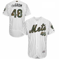 Mens Majestic New York Mets 48 Jacob deGrom Authentic White 2016 Memorial Day Fashion Flex Base MLB Jersey 