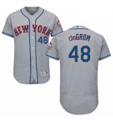 Mens Majestic New York Mets 48 Jacob deGrom Grey Road Flex Base Authentic Collection MLB Jersey
