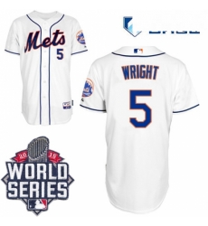Mens Majestic New York Mets 5 David Wright Authentic White Alternate Cool Base 2015 World Series MLB Jersey
