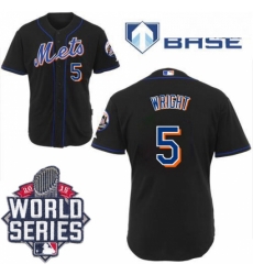 Mens Majestic New York Mets 5 David Wright Replica Black Cool Base 2015 World Series MLB Jersey