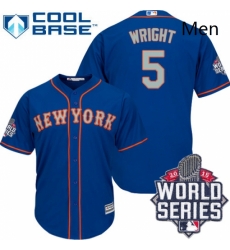 Mens Majestic New York Mets 5 David Wright Replica Royal Blue Alternate Road Cool Base 2015 World Series MLB Jersey