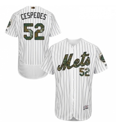 Mens Majestic New York Mets 52 Yoenis Cespedes Authentic White 2016 Memorial Day Fashion Flex Base MLB Jersey