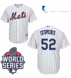 Mens Majestic New York Mets 52 Yoenis Cespedes Replica White Home Cool Base 2015 World Series MLB Jersey