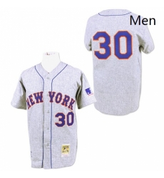 Mens Mitchell and Ness 1969 New York Mets 30 Nolan Ryan Replica Grey Throwback MLB Jersey