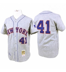 Mens Mitchell and Ness 1969 New York Mets 41 Tom Seaver Authentic Grey Throwback MLB Jersey