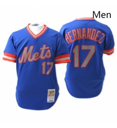 Mens Mitchell and Ness New York Mets 17 Keith Hernandez Authentic Blue Throwback MLB Jersey