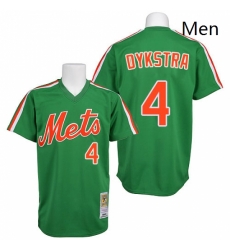 Mens Mitchell and Ness New York Mets 4 Lenny Dykstra Authentic Green 1985 Throwback MLB Jersey