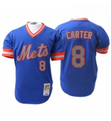 Mens Mitchell and Ness New York Mets 8 Gary Carter Replica Blue 1983 Throwback MLB Jersey