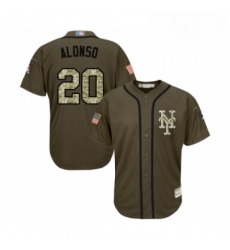 Mens New York Mets 20 Pete Alonso Authentic Green Salute to Service Baseball Jersey 