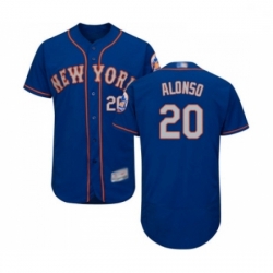 Mens New York Mets 20 Pete Alonso Royal Gray Alternate Flex Base Authentic Collection Baseball Jersey