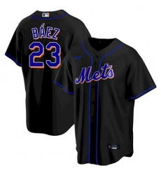 Men's New York Mets #23 Javier Baez Black Replica Nike Jersey