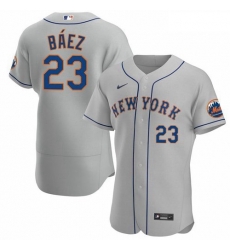 Men's New York Mets #23 Javier Baez Gray Anthentic Nike Jersey
