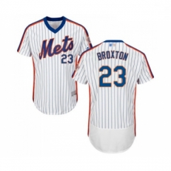 Mens New York Mets 23 Keon Broxton White Alternate Flex Base Authentic Collection Baseball Jersey