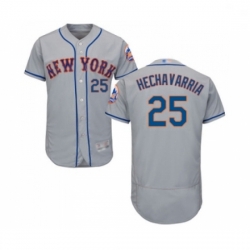Mens New York Mets 25 Adeiny Hechavarria Grey Road Flex Base Authentic Collection Baseball Jersey