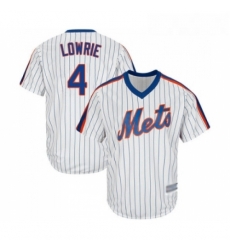 Mens New York Mets 4 Jed Lowrie Replica White Alternate Cool Base Baseball Jersey 