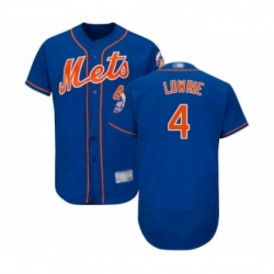 Mens New York Mets 4 Jed Lowrie Royal Blue Alternate Flex Base Authentic Collection Baseball Jersey
