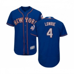 Mens New York Mets 4 Jed Lowrie Royal Gray Alternate Flex Base Authentic Collection Baseball Jersey