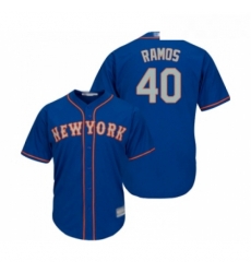 Mens New York Mets 40 Wilson Ramos Replica Royal Blue Alternate Road Cool Base Baseball Jersey 