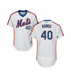 Mens New York Mets 40 Wilson Ramos White Alternate Flex Base Authentic Collection Baseball Jersey