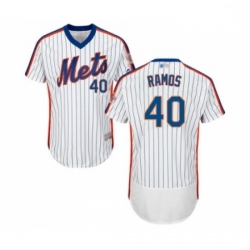 Mens New York Mets 40 Wilson Ramos White Alternate Flex Base Authentic Collection Baseball Jersey