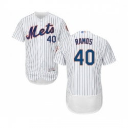 Mens New York Mets 40 Wilson Ramos White Home Flex Base Authentic Collection Baseball Jersey