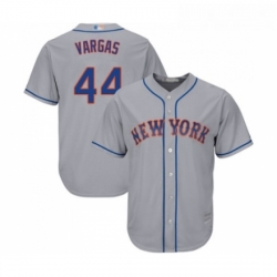 Mens New York Mets 44 Jason Vargas Replica Grey Road Cool Base Baseball Jersey 