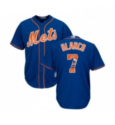 Mens New York Mets 7 Gregor Blanco Authentic Royal Blue Team Logo Fashion Cool Base Baseball Jersey 