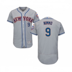 Mens New York Mets 9 Brandon Nimmo Grey Road Flex Base Authentic Collection Baseball Jersey