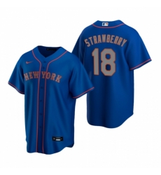 Mens Nike New York Mets 18 Darryl Strawberry Royal Alternate Road Stitched Baseball Jerse