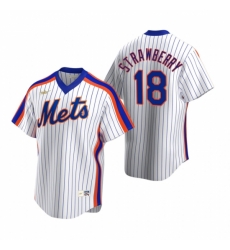 Mens Nike New York Mets 18 Darryl Strawberry White Cooperstown Collection Home Stitched Baseball Jerse