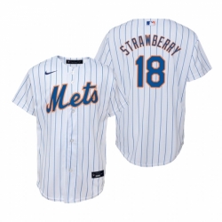 Mens Nike New York Mets 18 Darryl Strawberry White Home Stitched Baseball Jerse
