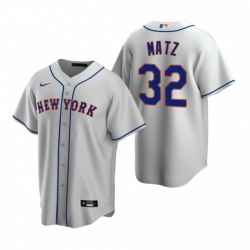 Mens Nike New York Mets 32 Steven Matz Gray Road Stitched Baseball Jerse