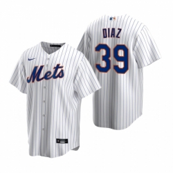 Mens Nike New York Mets 39 Edwin Diaz White 2020 Home Stitched Baseball Jersey