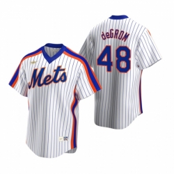 Mens Nike New York Mets 48 Jacob deGrom White Cooperstown Collection Home Stitched Baseball Jerse