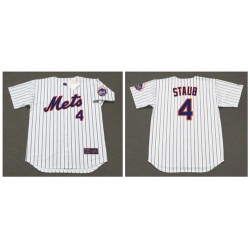 Mets 4 Rusty Staub White Throwback Cool Base Jersey