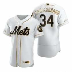 New York Mets 34 Noah Syndergaard White Nike Mens Authentic Golden Edition MLB Jersey
