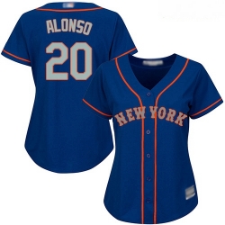 Mets #20 Pete Alonso Blue 28Grey NO  Alternate Women Stitched Baseball Jersey