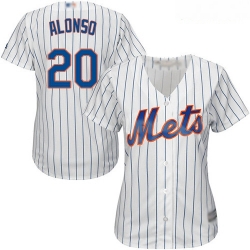 Mets #20 Pete Alonso White 28Blue Strip Home Women Stitched Baseball Jersey