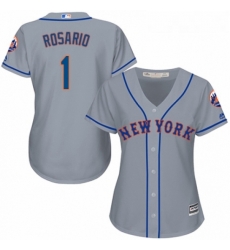 Womens Majestic New York Mets 1 Amed Rosario Authentic Grey Road Cool Base MLB Jersey 